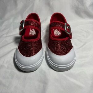 Vans Kids Red Glitter Mary Jane Shoes
